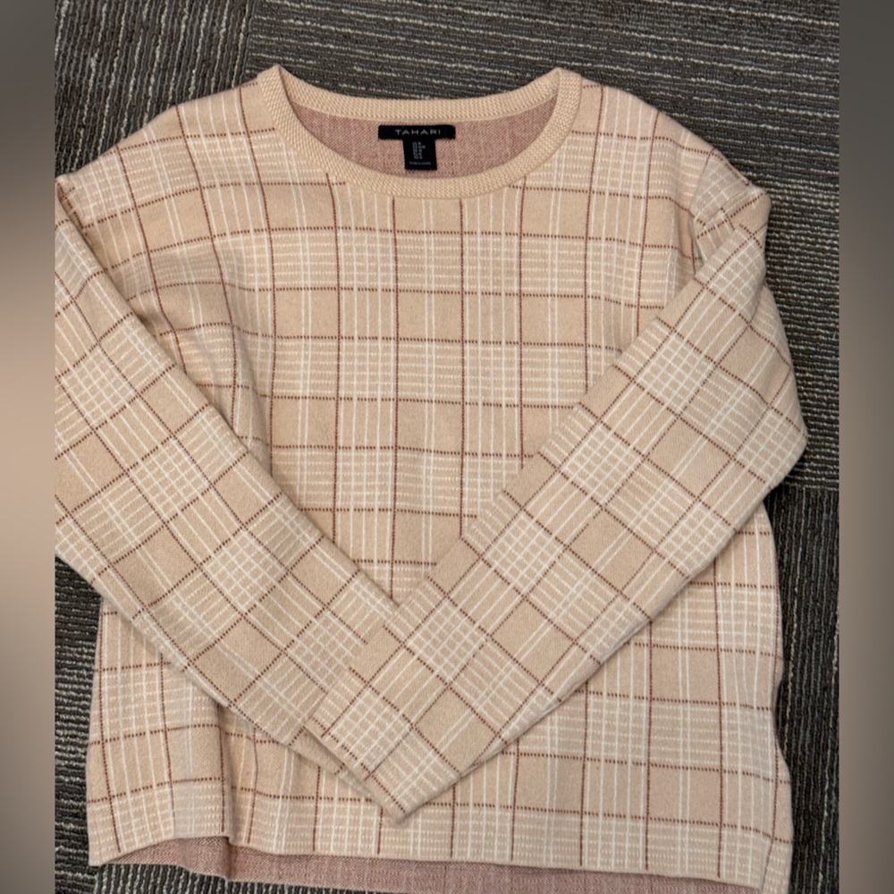 Tahari Beige Plaid Sport Coat